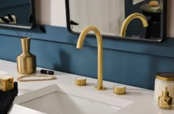 Ruvati Athena Widespread Bathroom Faucet, Brushed Gold, Knob, RVF5232SG