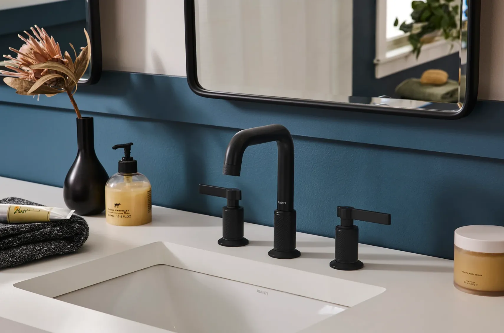 Ruvati Barolo Widespread Bathroom Faucet, Matte Black, Lever, RVF5236MB