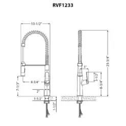 Ruvati Bianca Pre-Rinse Kitchen Faucet, Stainless Steel, Single Lever, RVF1233BN
