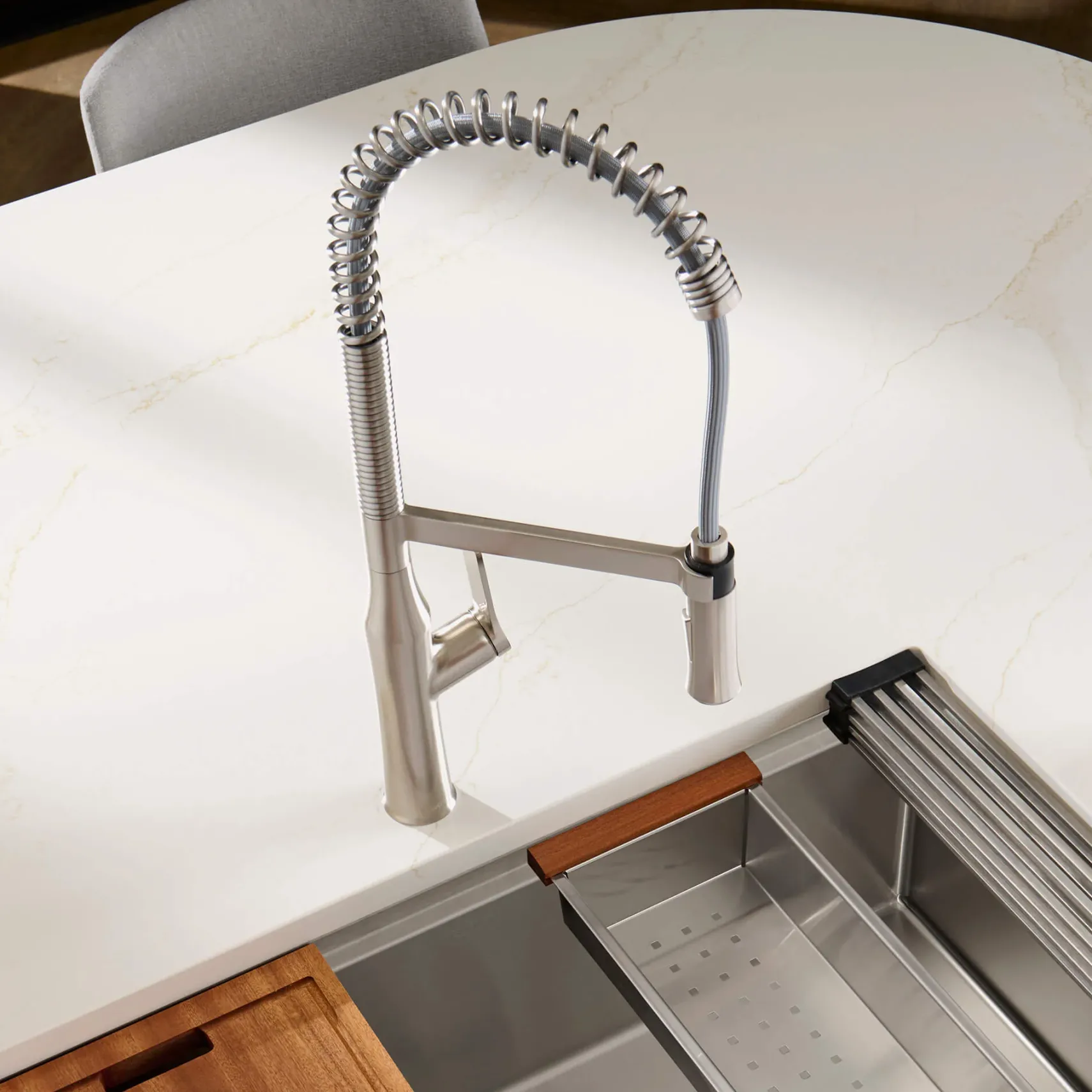 Ruvati Bianca Pre-Rinse Kitchen Faucet, Stainless Steel, Single Lever, RVF1233BN