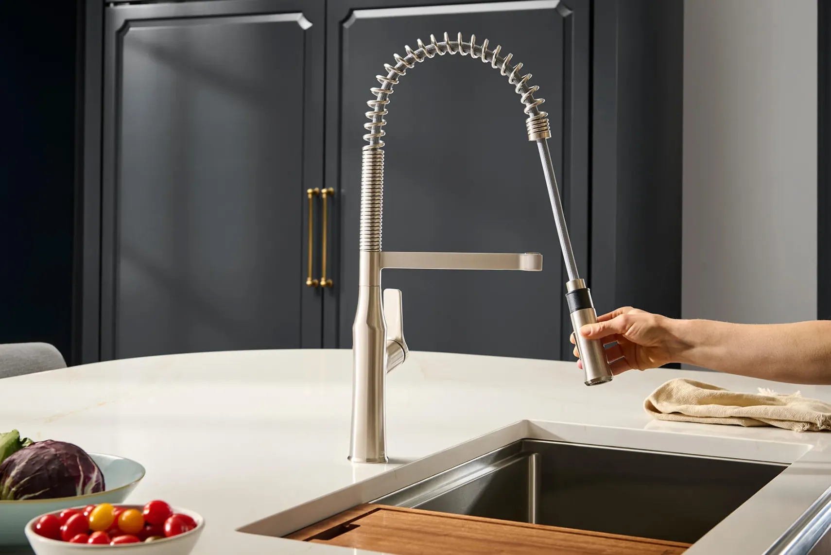 Ruvati Bianca Pre-Rinse Kitchen Faucet, Stainless Steel, Single Lever, RVF1233BN
