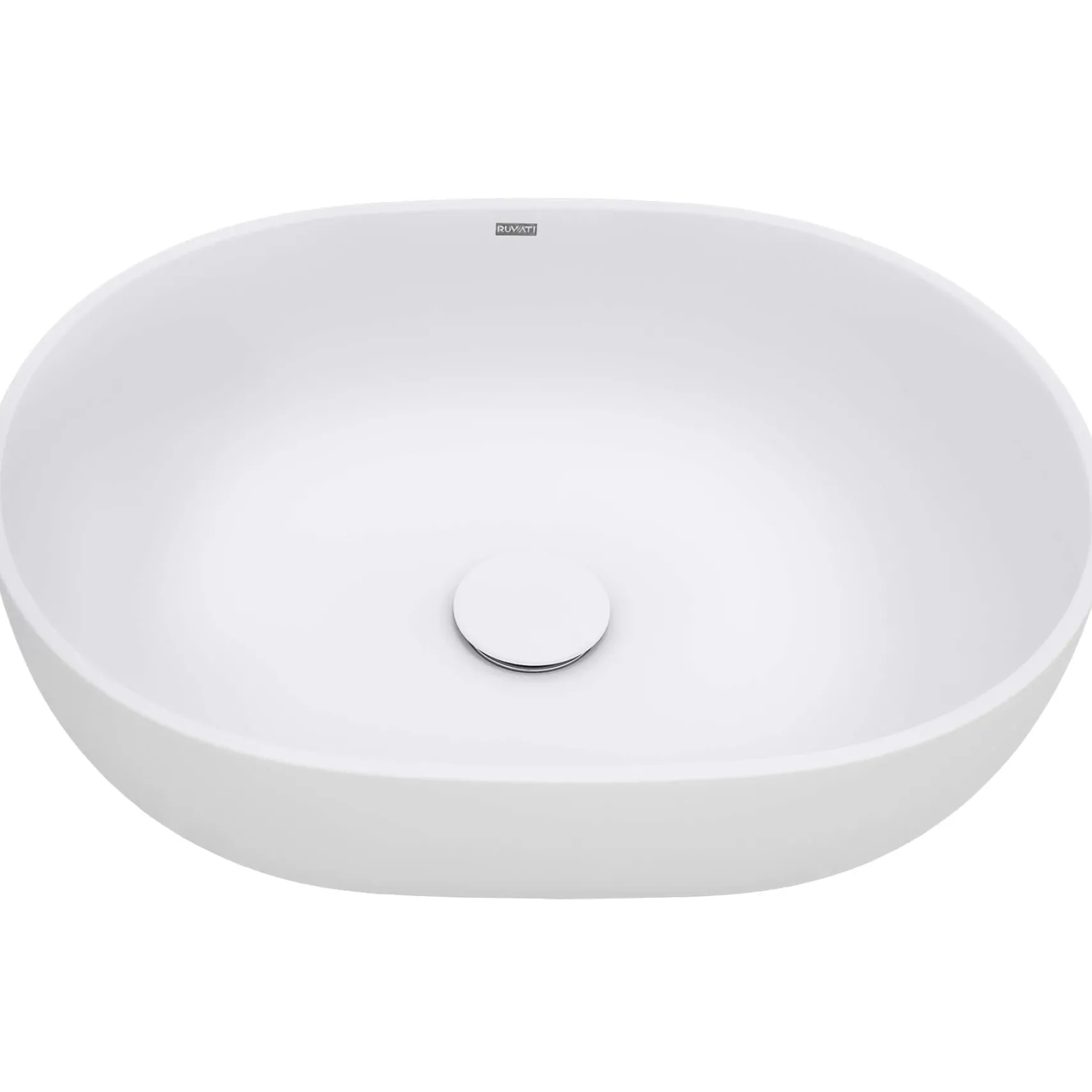 Ruvati Canali 19-inch Matte White epiStone Solid Surface Modern Bathroom Vessel Sink, RVB2119WH