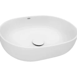 Ruvati Canali 19-inch Matte White epiStone Solid Surface Modern Bathroom Vessel Sink, RVB2119WH
