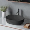 Ruvati Canali 19-inch Matte Black epiStone Solid Surface Modern Bathroom Vessel Sink, RVB2119BK