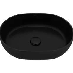 Ruvati Canali 19-inch Matte Black epiStone Solid Surface Modern Bathroom Vessel Sink, RVB2119BK
