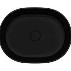 Ruvati Canali 19-inch Matte Black epiStone Solid Surface Modern Bathroom Vessel Sink, RVB2119BK