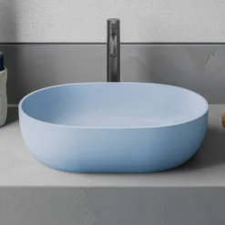 Ruvati Canali 19-inch Pacific Blue epiStone Solid Surface Modern Bathroom Vessel Sink, RVB2119LE