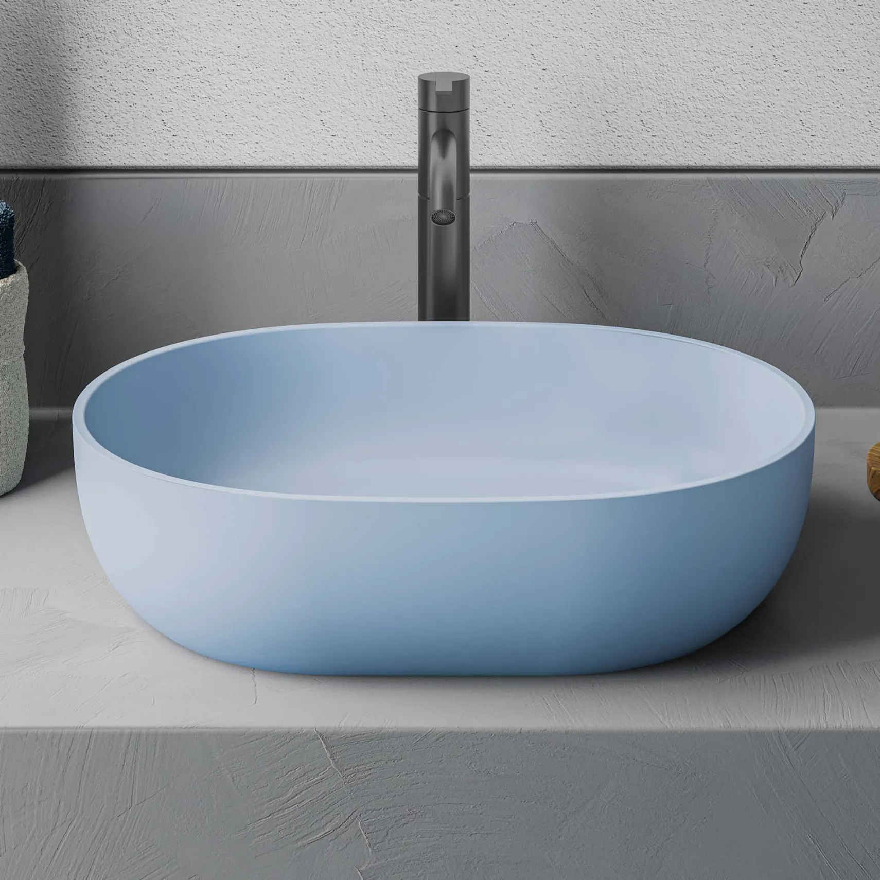 Ruvati Canali 19-inch Pacific Blue epiStone Solid Surface Modern Bathroom Vessel Sink, RVB2119LE