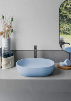 Ruvati Canali 19-inch Pacific Blue epiStone Solid Surface Modern Bathroom Vessel Sink, RVB2119LE