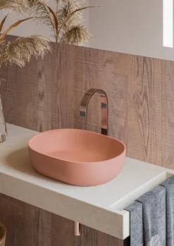 Ruvati Canali 19-inch Sedona Clay Pink epiStone Solid Surface Bathroom Vessel Sink, RVB2119TL