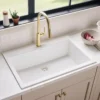 Ruvati epiGranite 33" Drop In Granite Composite Workstation Kitchen Sink, Arctic White Matte, RVG1083WH