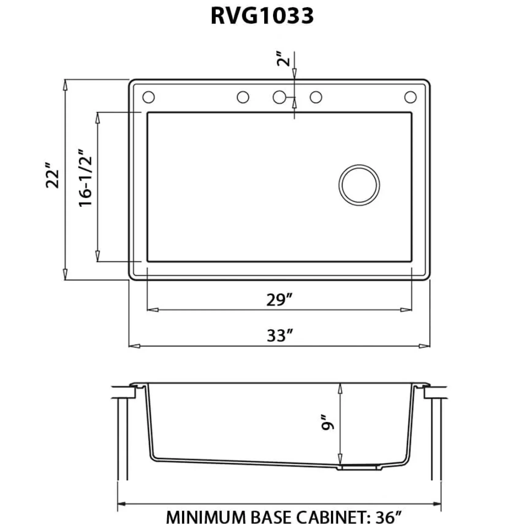 Ruvati epiGranite 33" Drop In Granite Composite Workstation Kitchen Sink, Urban Gray, RVG1033UG