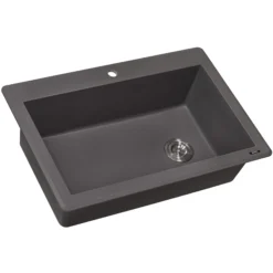Ruvati epiGranite 33" Drop-in Topmount Granite Composite Kitchen Sink, Urban Gray, RVG1033GR