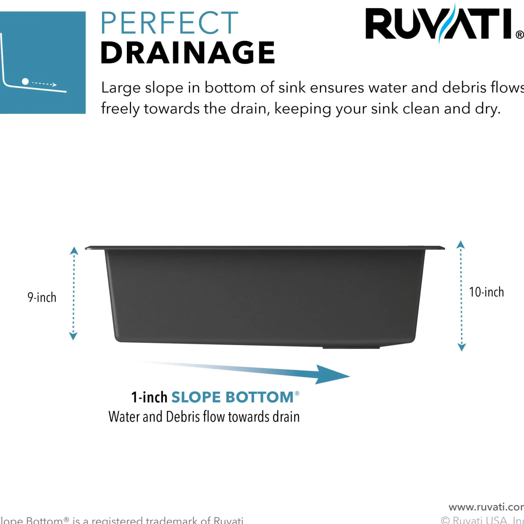 Ruvati epiGranite 33" Drop-in Topmount Granite Composite Kitchen Sink, Urban Gray, RVG1033GR