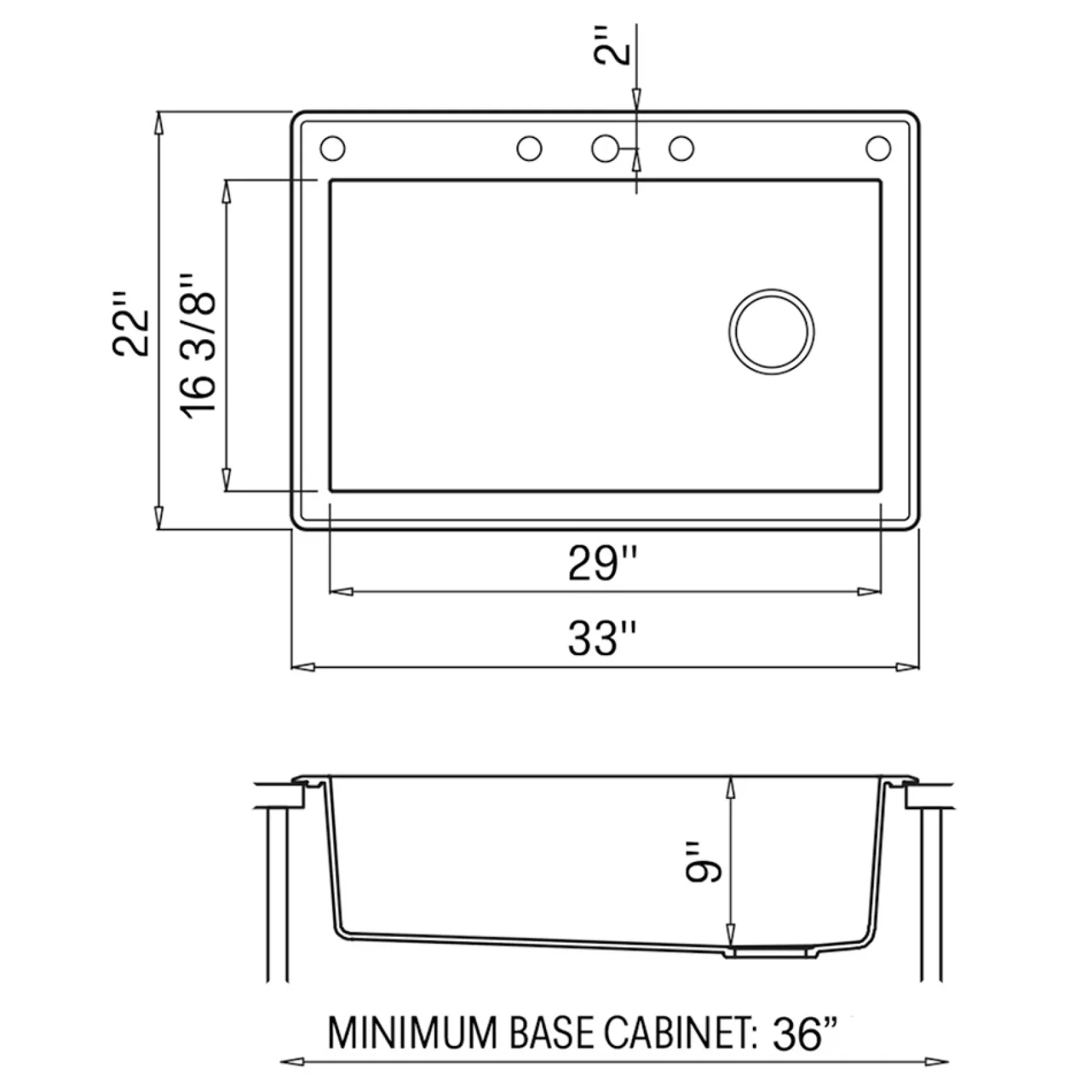 Ruvati epiGranite 33" Drop-in Topmount Granite Composite Kitchen Sink, Urban Gray, RVG1033GR