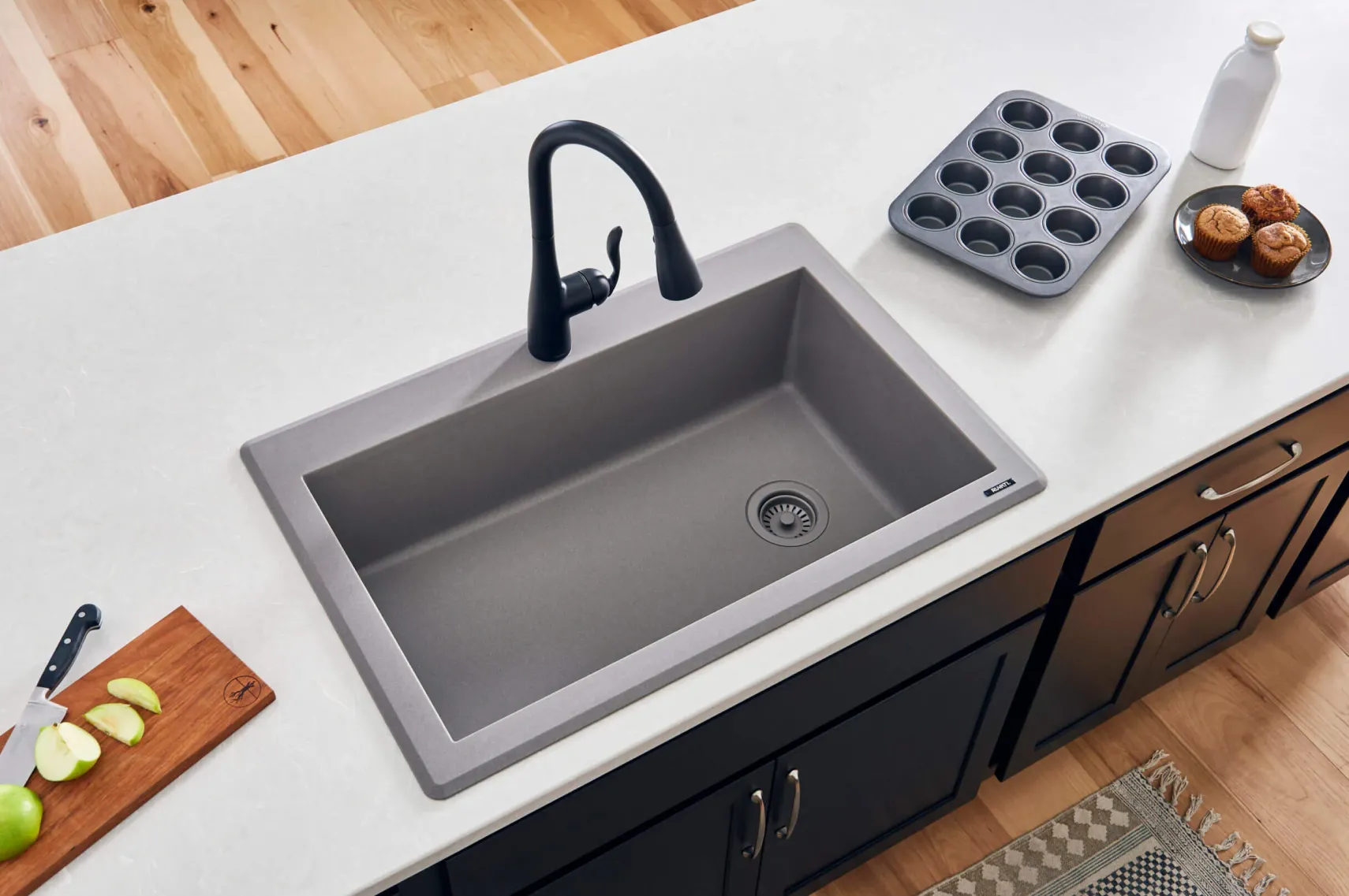 Ruvati epiGranite 33" Drop-in Topmount Granite Composite Kitchen Sink, Urban Gray, RVG1033GR