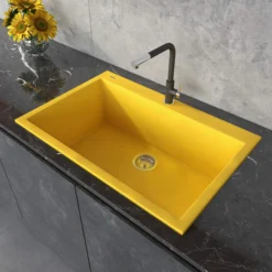 Ruvati epiGranite 33" Drop-in Topmount Granite Composite Kitchen Sink, Midas Yellow, RVG1080YL