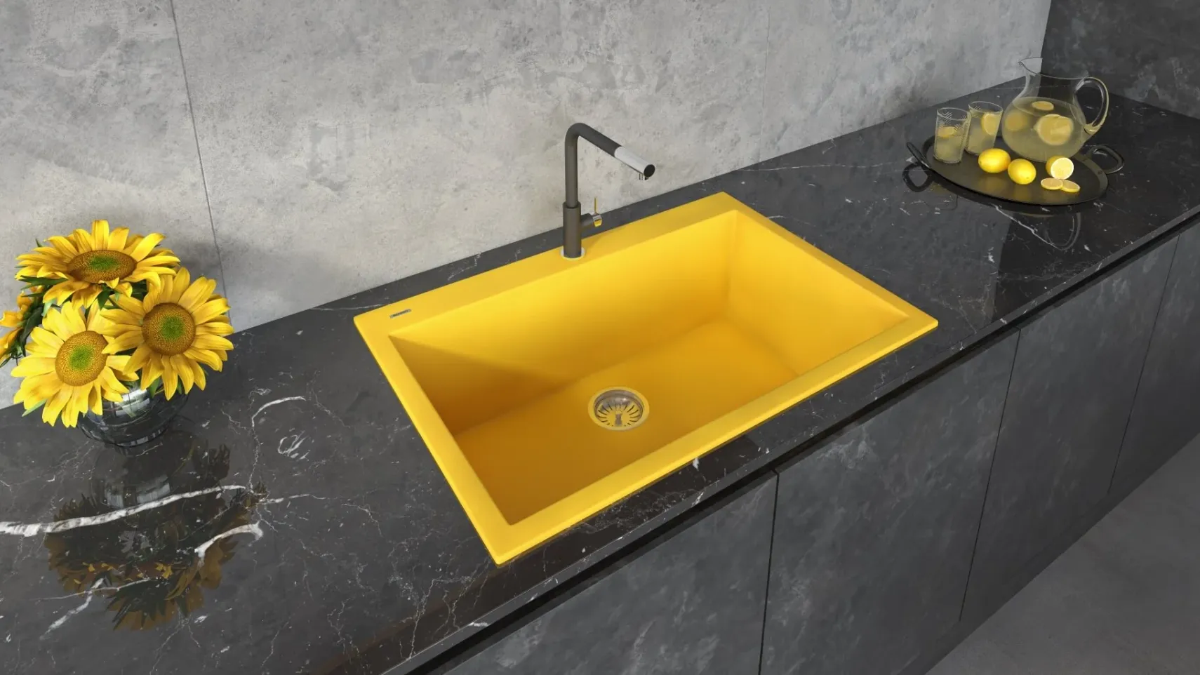 Ruvati epiGranite 33" Drop-in Topmount Granite Composite Kitchen Sink, Midas Yellow, RVG1080YL