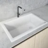 Ruvati epiGranite 33" Drop-in Topmount Granite Composite Kitchen Sink, Arctic White, RVG1033WH