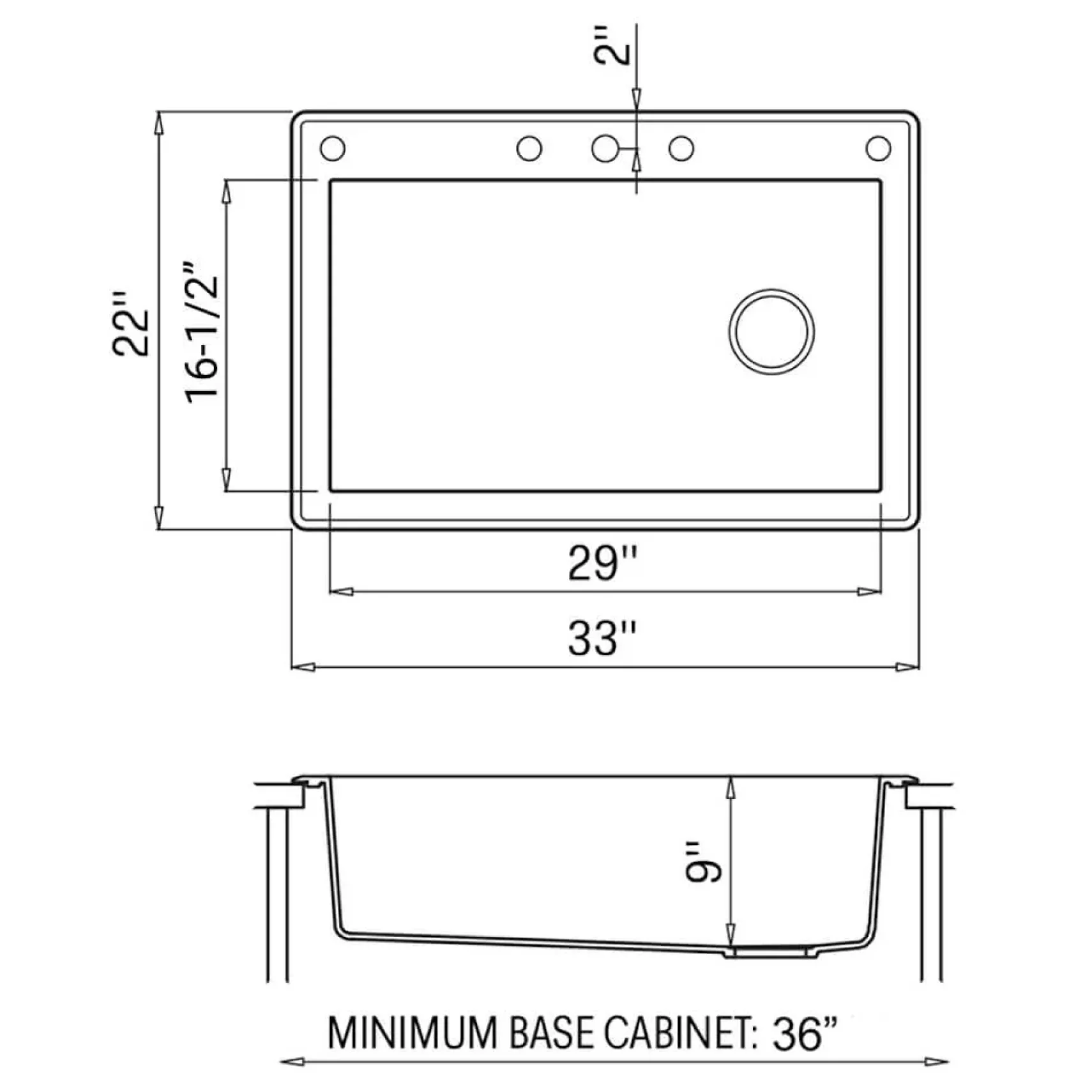 Ruvati epiGranite 33" Drop-in Topmount Granite Composite Kitchen Sink, Arctic White, RVG1033WH
