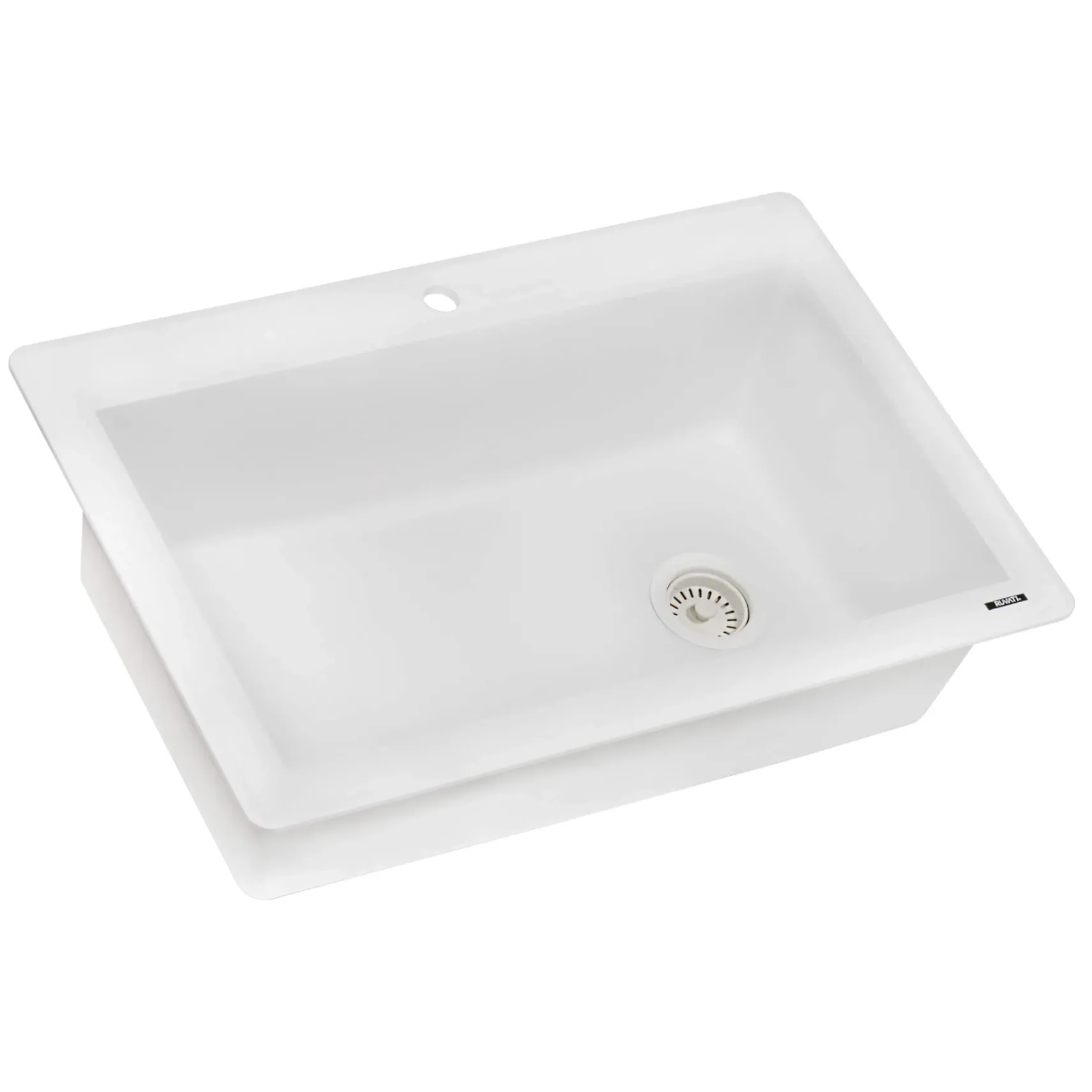 Ruvati epiGranite 33" Drop-in Topmount Granite Composite Kitchen Sink, Arctic White, RVG1033WH
