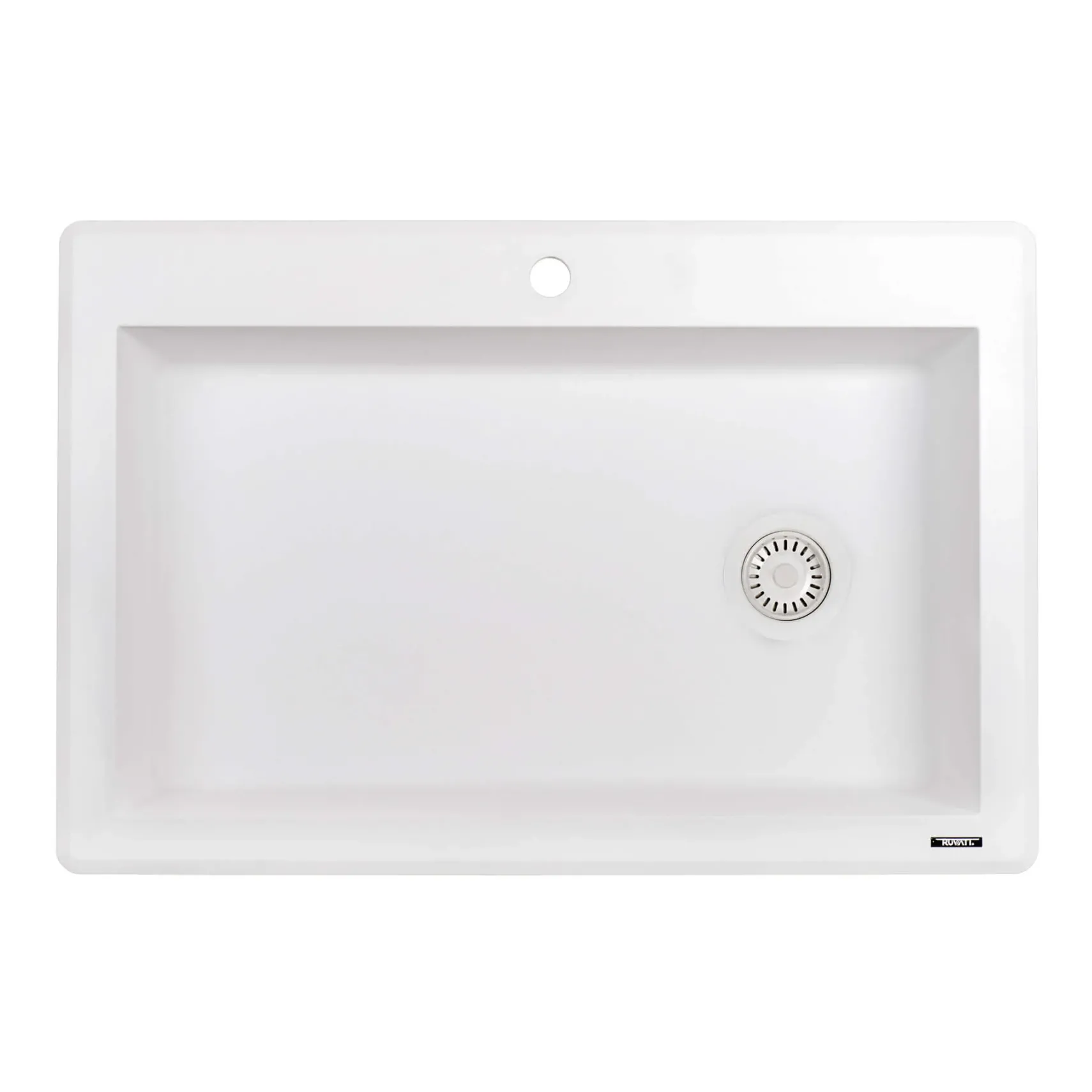 Ruvati epiGranite 33" Drop-in Topmount Granite Composite Kitchen Sink, Arctic White, RVG1033WH