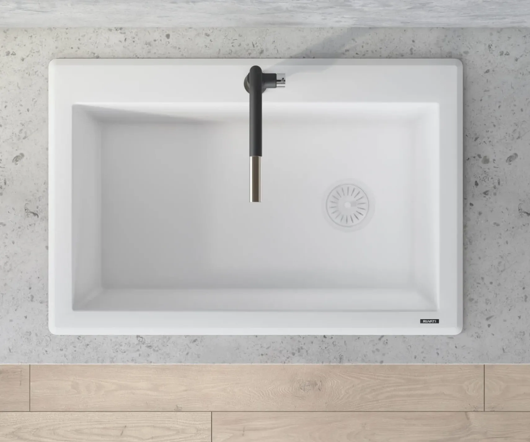 Ruvati epiGranite 33" Drop-in Topmount Granite Composite Kitchen Sink, Arctic White, RVG1033WH