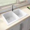 Ruvati epiGranite 33" Dual-Mount Granite Composite Kitchen Sink, 55/45 Double Bowl, Arctic White, RVG1344WH