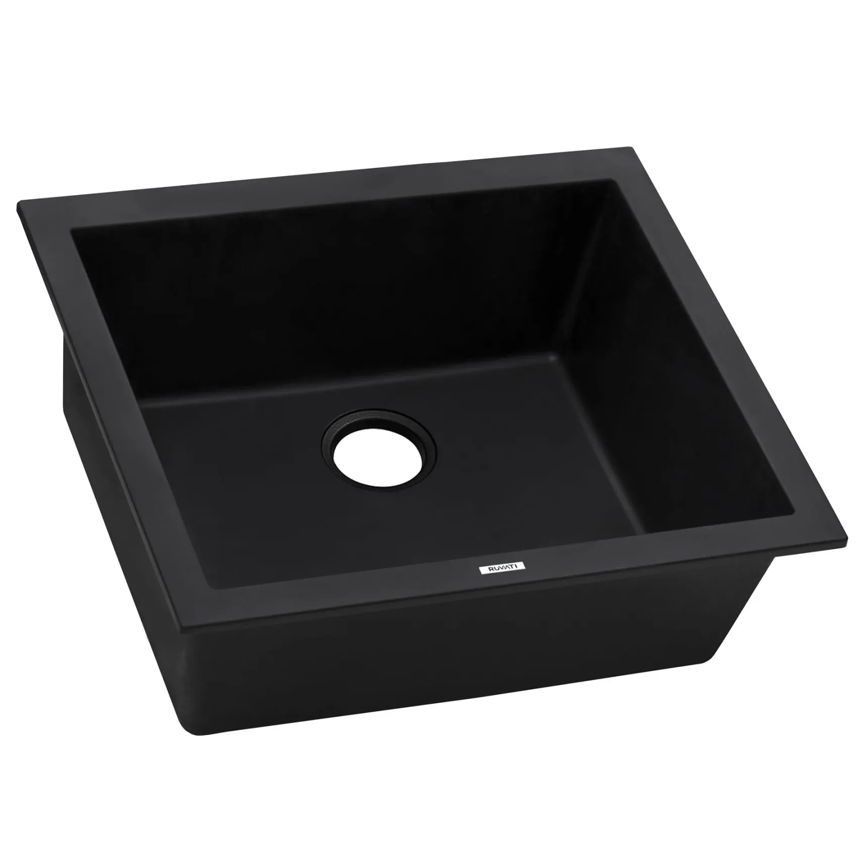 Ruvati epiGranite 21" Rectangle Granite Composite Workstation Bar/Prep Sink, Midnight Black, RVG2021BK