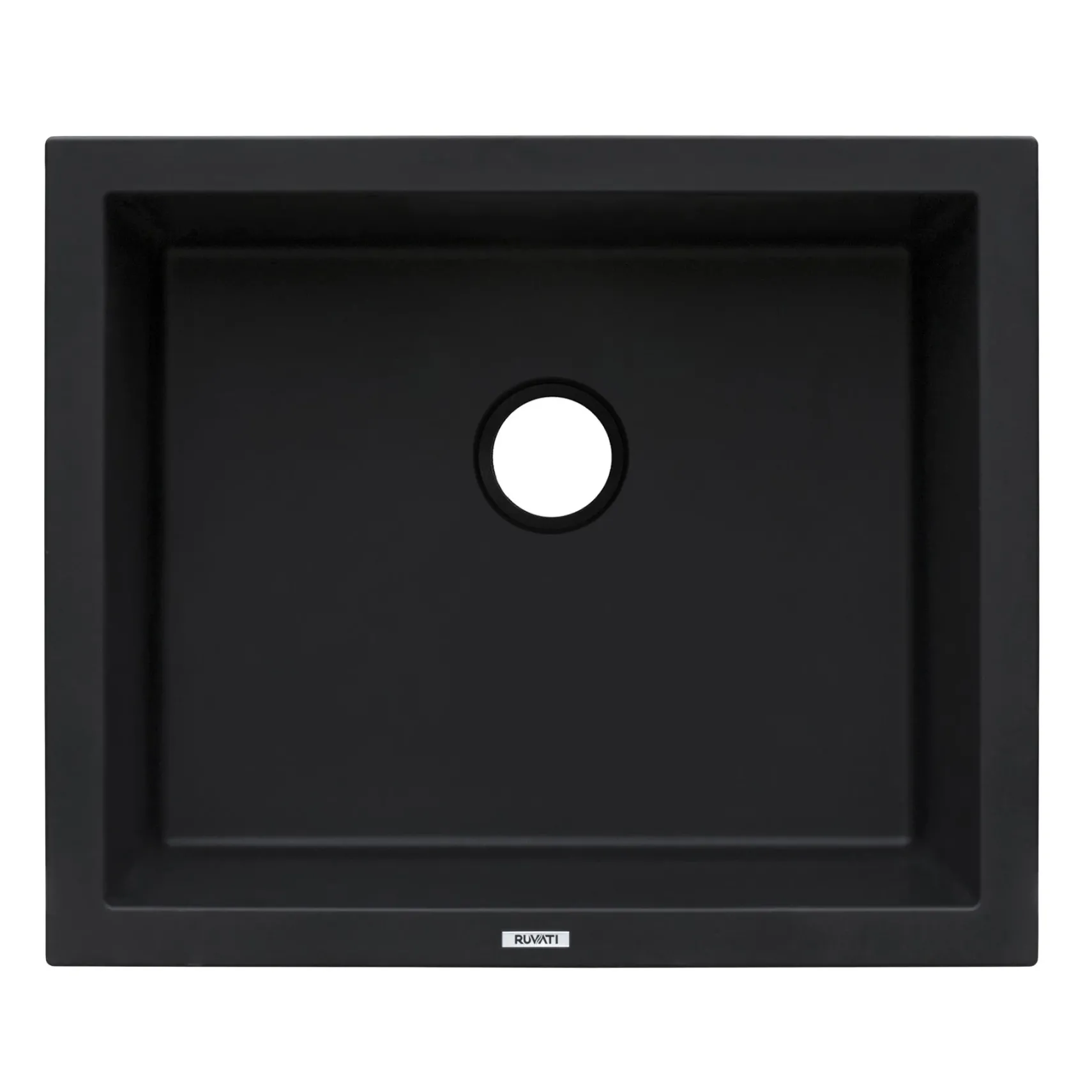 Ruvati epiGranite 21" Rectangle Granite Composite Workstation Bar/Prep Sink, Midnight Black, RVG2021BK