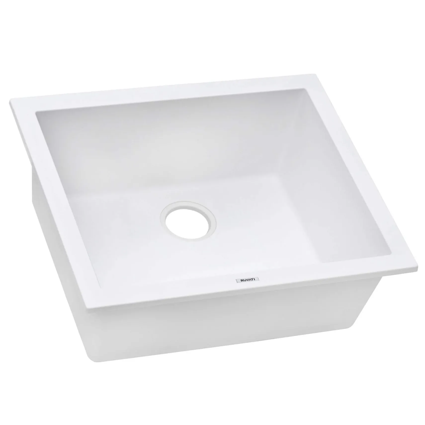 Ruvati epiGranite 21" Rectangle Granite Composite Workstation Bar/Prep Sink, Arctic White Matte, RVG2021WH