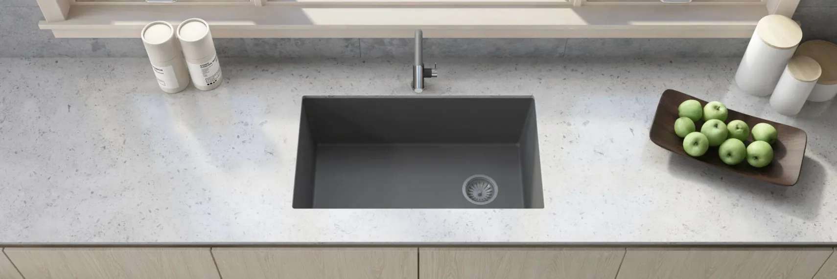 Ruvati epiGranite 32" Undermount Granite Composite Kitchen Sink, Urban Gray, RVG2033GR