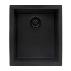Ruvati epiGranite 15 x 17 inch Granite Composite Undermount Single Bowl Wet Bar Prep Sink, Midnight Black, RVG2016BK