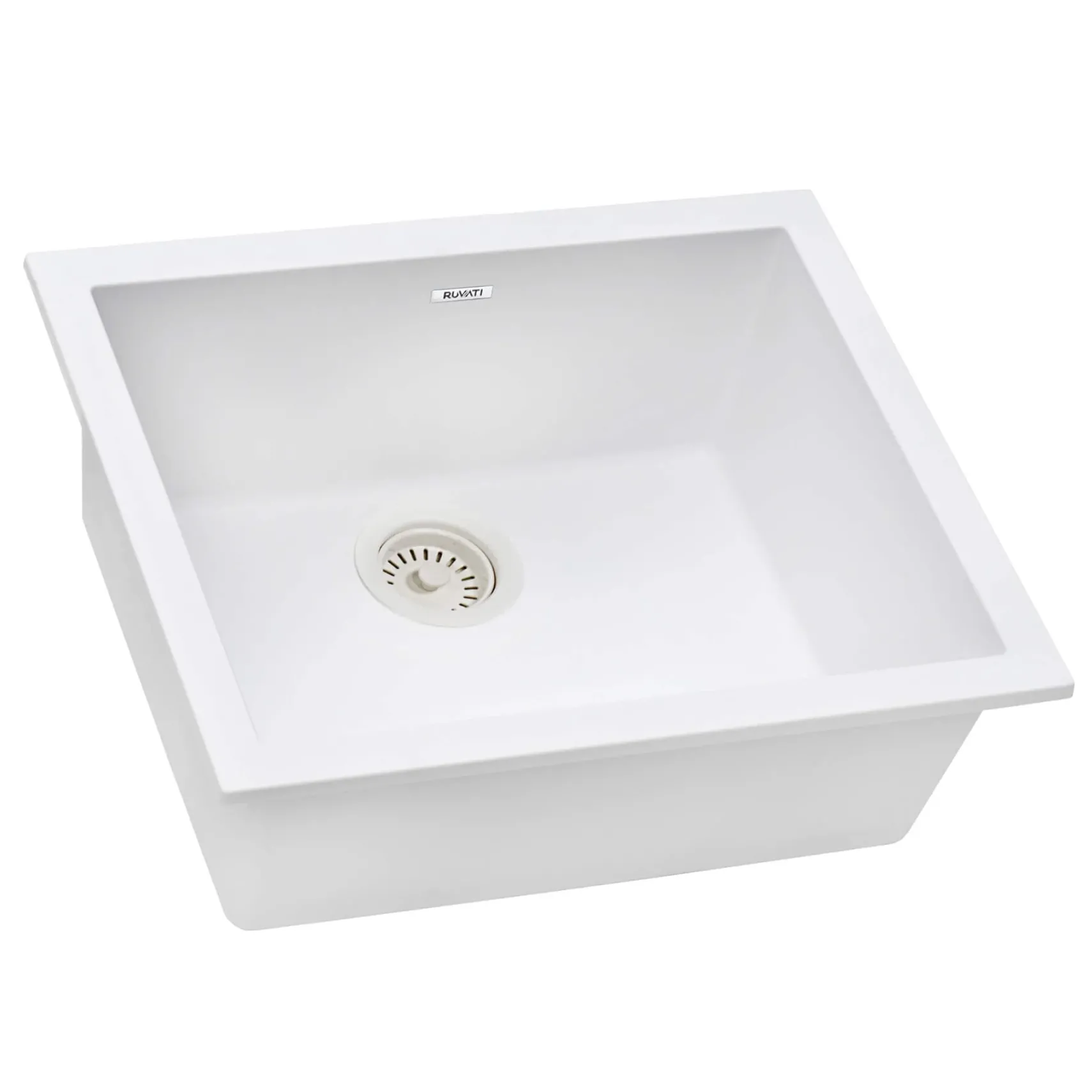 Ruvati epiGranite 21 x 17 inch Granite Composite Undermount Single Bowl Wet Bar Prep Sink, Arctic White, RVG2022WH