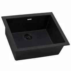 Ruvati epiGranite 21 x 17 inch Granite Composite Undermount Single Bowl Wet Bar Prep Sink, Midnight Black, RVG2022BK