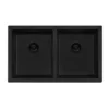 Ruvati epiGranite 32 x 19 inch Granite Composite Undermount Double Bowl Kitchen Sink, Midnight Black, RVG2388BK
