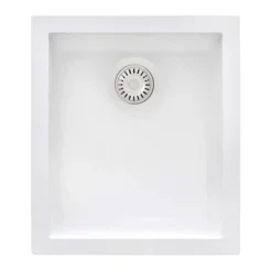Ruvati epiGranite 15 x 17 inch Granite Composite Undermount Single Bowl Wet Bar Prep Sink, Arctic White, RVG2016WH