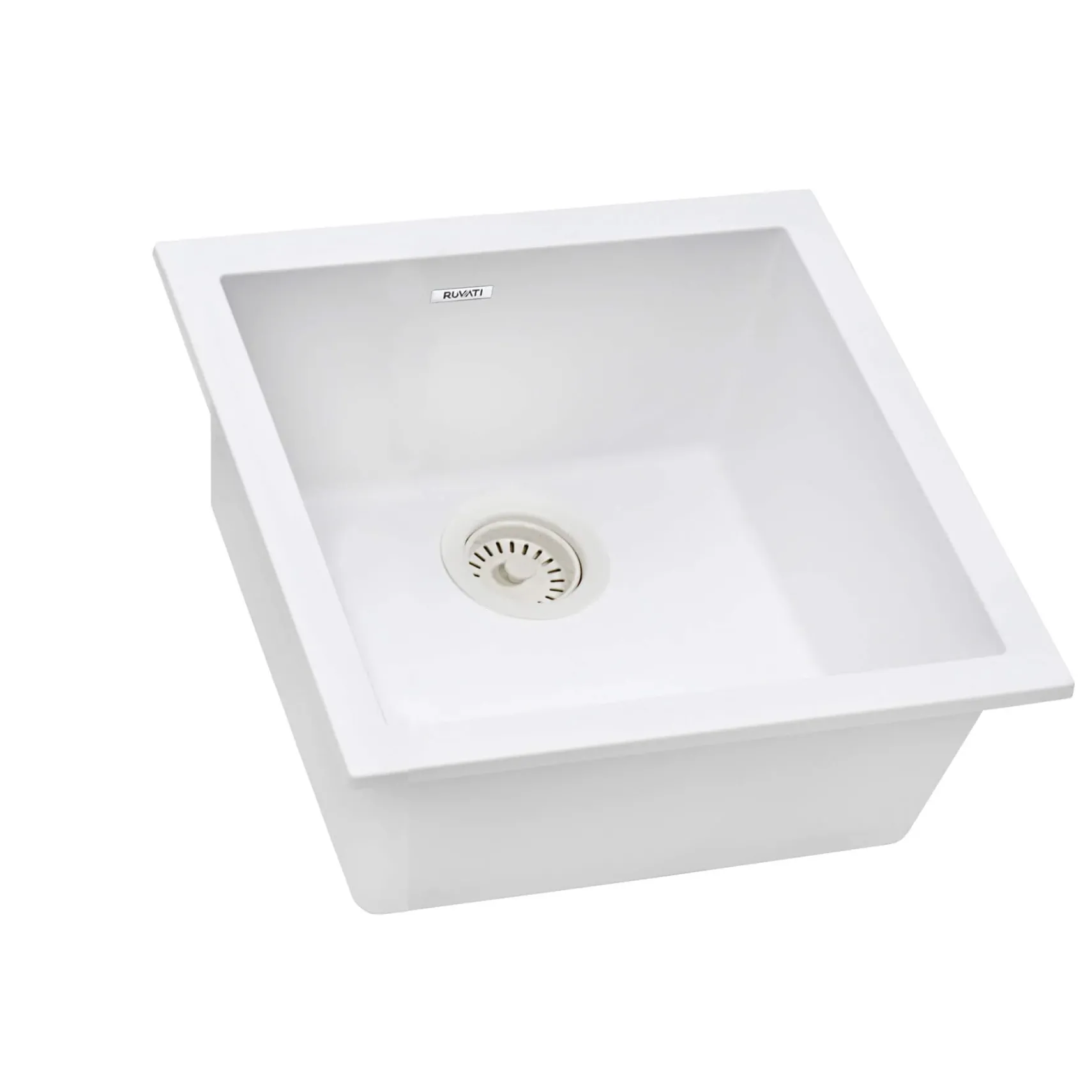 Ruvati epiGranite 17 x 17 inch Granite Composite Undermount Single Bowl Wet Bar Prep Sink, Arctic White, RVG2018WH