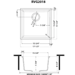 Ruvati epiGranite 17 x 17 inch Granite Composite Undermount Single Bowl Wet Bar Prep Sink, Arctic White, RVG2018WH