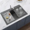 Ruvati epiStage 33" Drop-in Topmount Granite Composite Workstation Kitchen Sink, Urban Gray, RVG1302UG