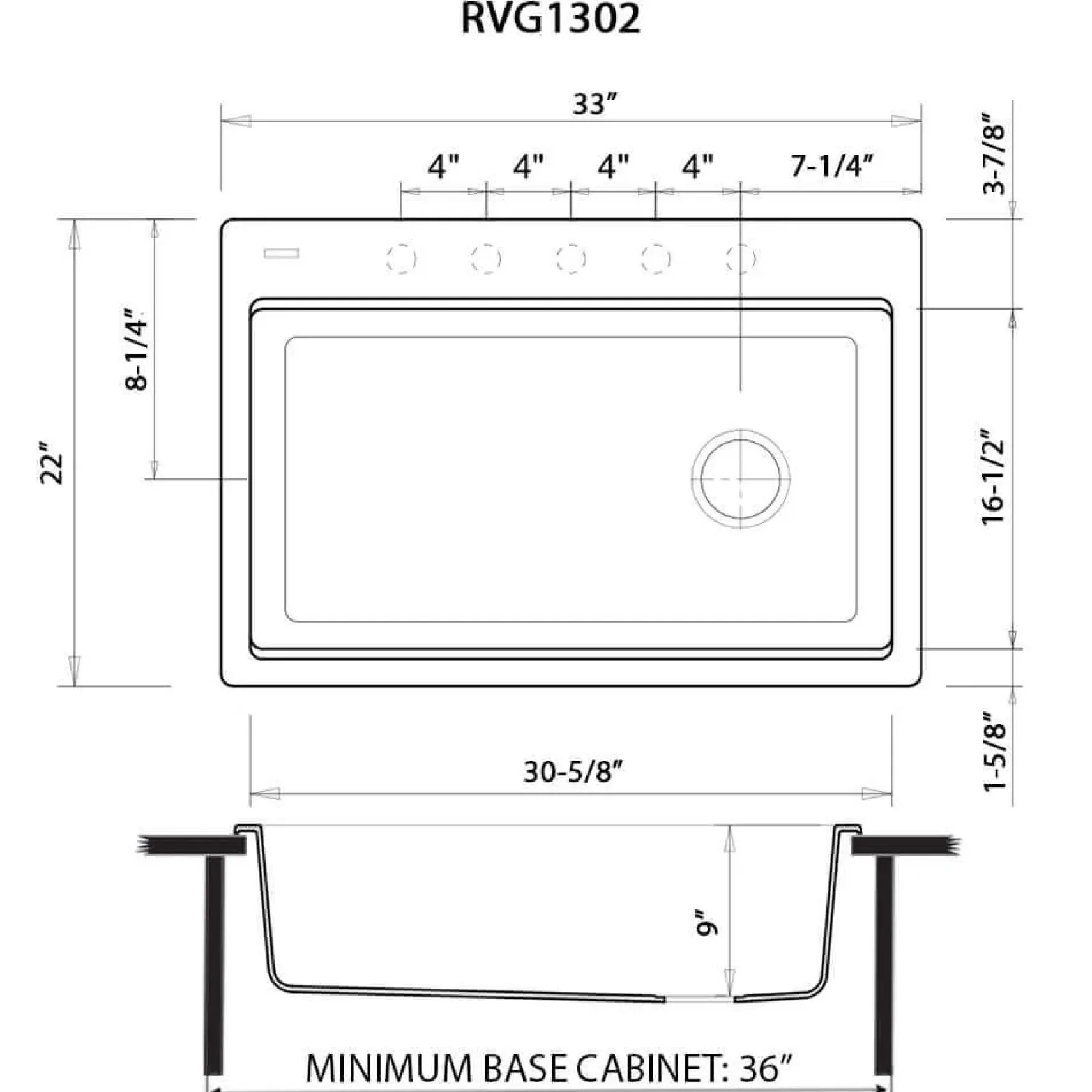 Ruvati epiStage 33" Drop-in Topmount Granite Composite Workstation Kitchen Sink, Urban Gray, RVG1302UG