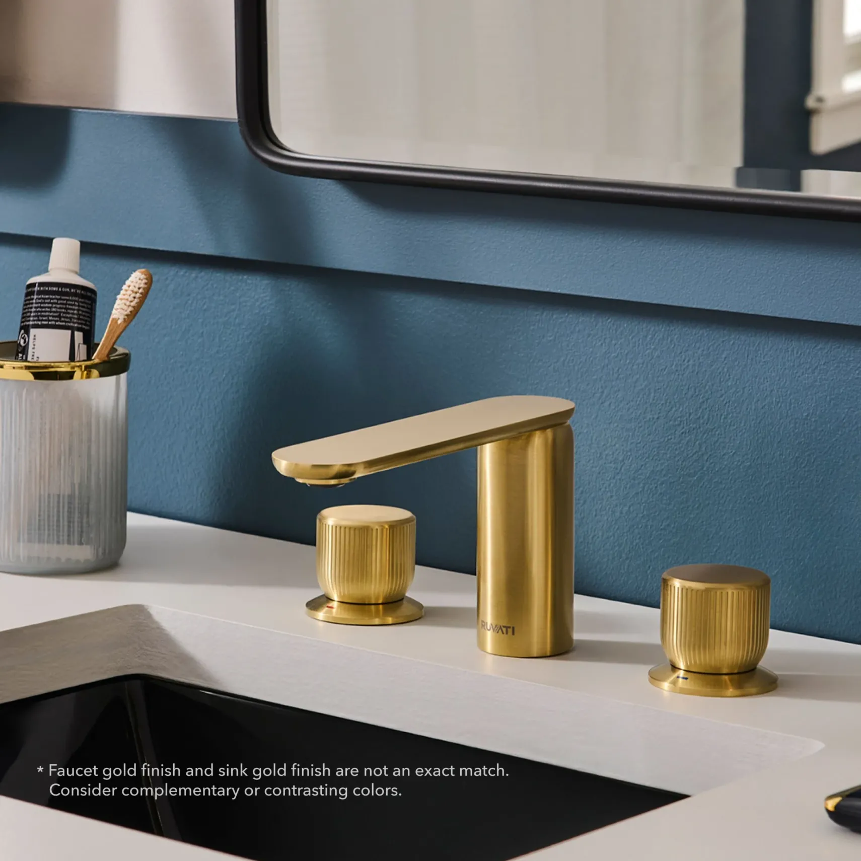 Ruvati Fabio Widespread Bathroom Faucet, Brushed Gold, Knob, RVF5235SG