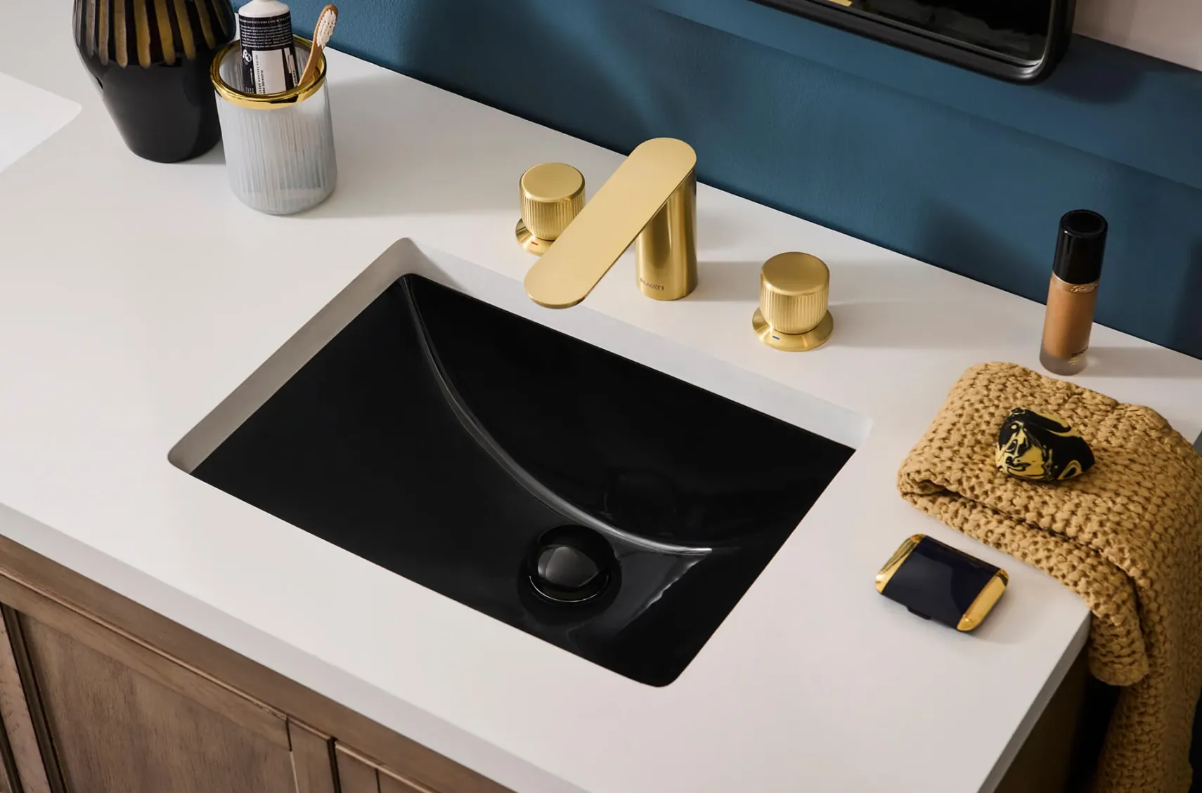Ruvati Fabio Widespread Bathroom Faucet, Brushed Gold, Knob, RVF5235SG
