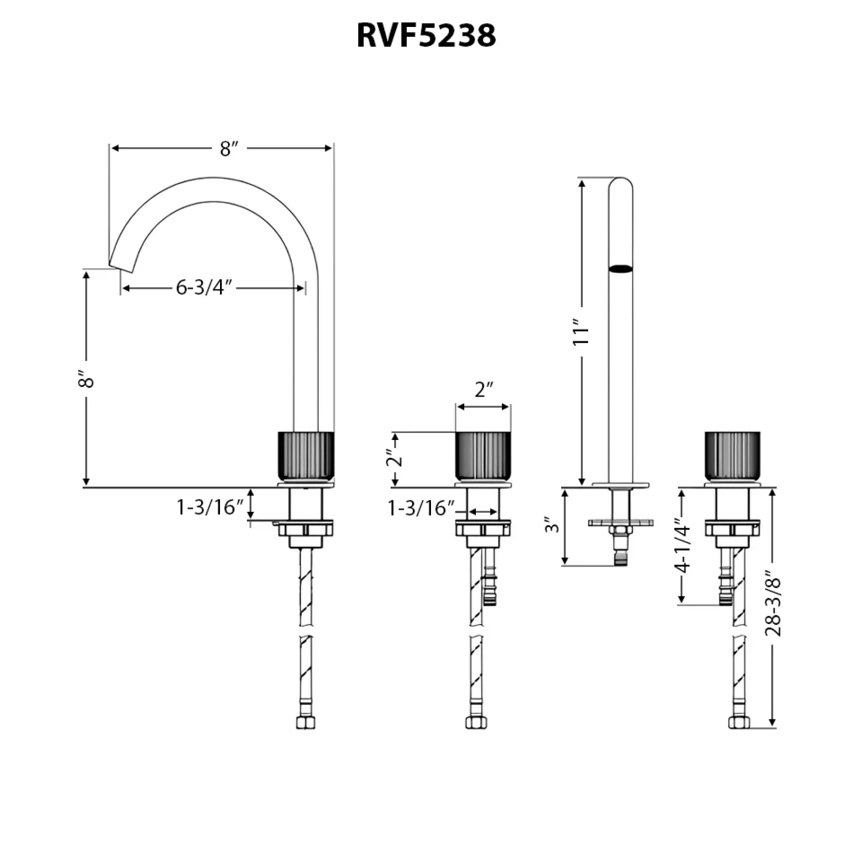 Ruvati Fabio Widespread Bathroom Faucet, Brushed Gold, Knob, RVF5238SG