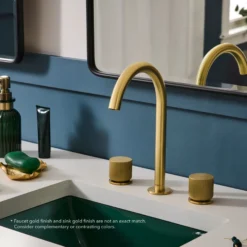 Ruvati Fabio Widespread Bathroom Faucet, Brushed Gold, Knob, RVF5238SG