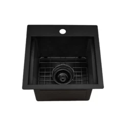 Ruvati Giana 15 inch Gunmetal Black Stainless Steel Workstation Wet Bar Sink Drop-in Topmount, 16, RVH8215BL