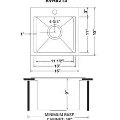 Ruvati Giana 15 inch Gunmetal Black Stainless Steel Workstation Wet Bar Sink Drop-in Topmount, 16, RVH8215BL