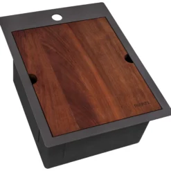 Ruvati Giana 15 x 20 inch Gunmetal Black Stainless Steel Workstation Wet Bar Sink Drop-in Topmount, 16, RVH8210BL