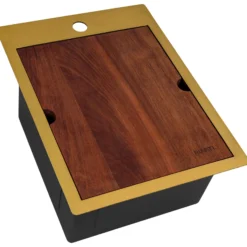 Ruvati Giana 15 x 20 inch Polished Brass Matte Gold Stainless Steel Workstation Wet Bar Sink Drop-in Topmount, 16, Matte Gold Satin Brass, RVH8210GG