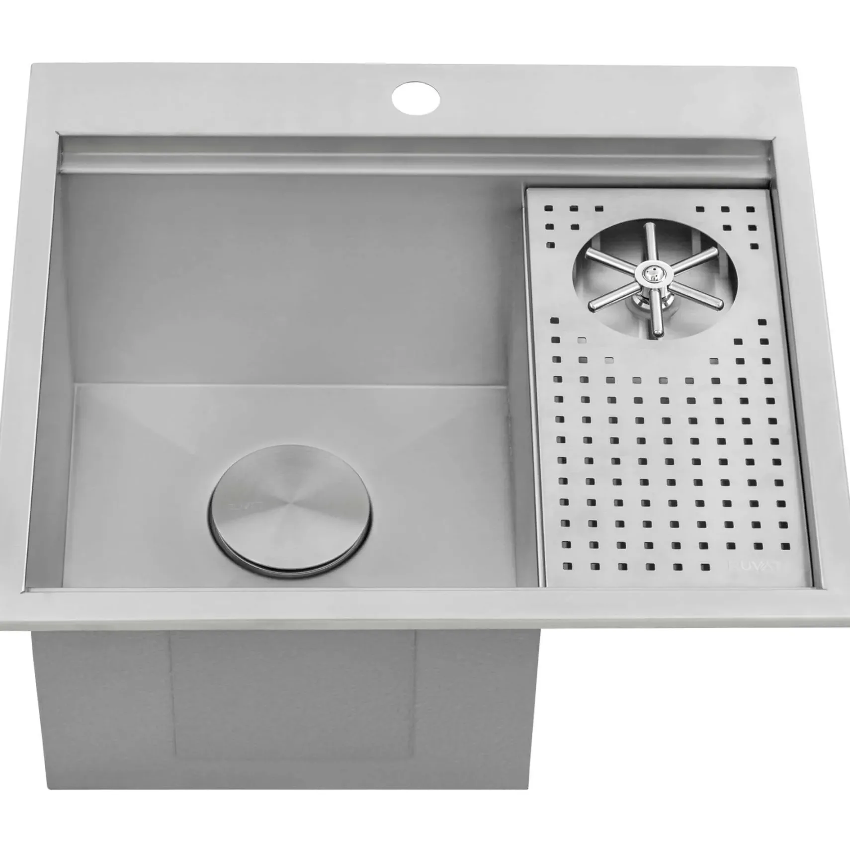 Ruvati Glass Rinser and Sink Combo 22 inch Workstation for Wet Bar Bottle Washer Drop in Topmount, RVH8262ST